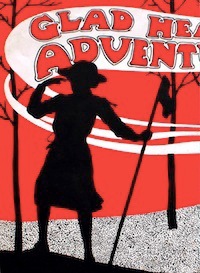 silhouette of a girl guide in the woods holding a flag in one hand, part of the title above her head