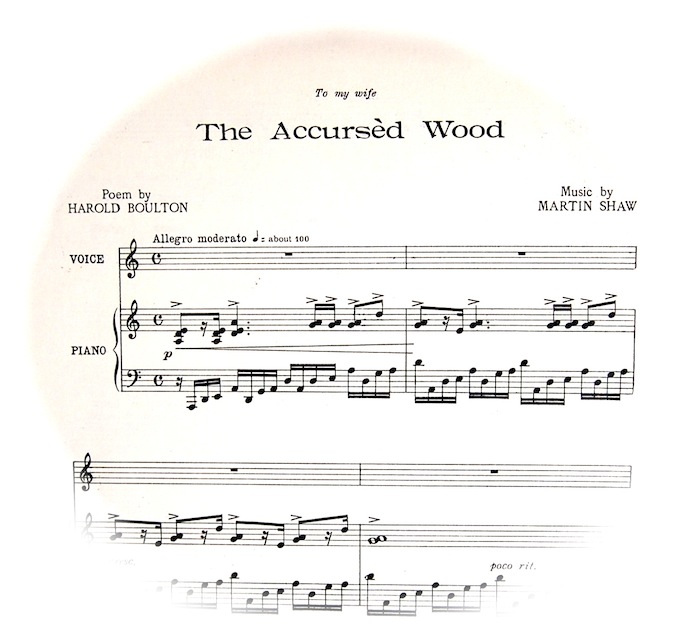 Sheet music fading out in a circle etc. with title etc. Instructions for playing are 'Allegro Moderato' 