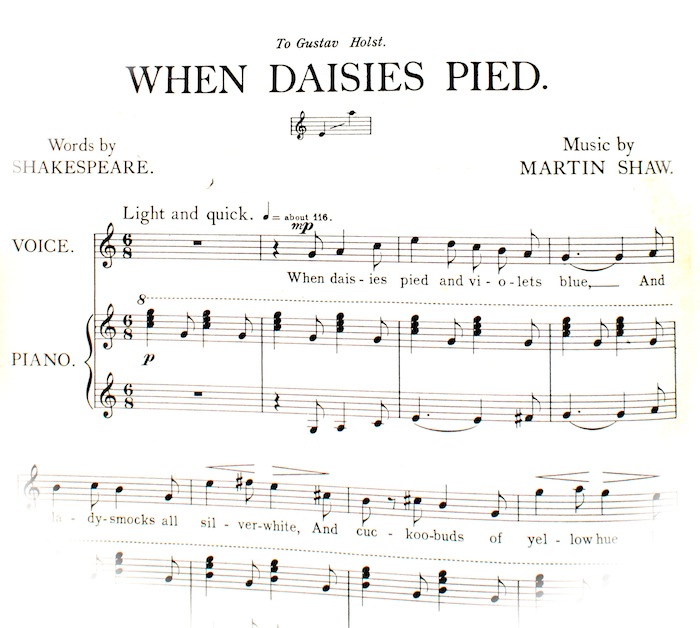 first page of sheet music fading out into a circle. Instructions, 'light and quick'.