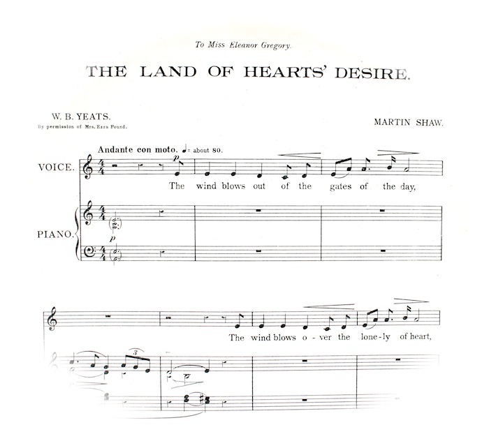 first few bars of sheet music fading out in a circle shape. Instruction 'Andante con moto'.