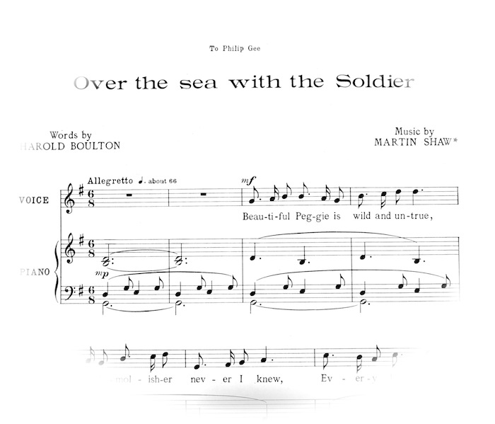 sheet music fading out into a circle, to be played 'allegretto'.